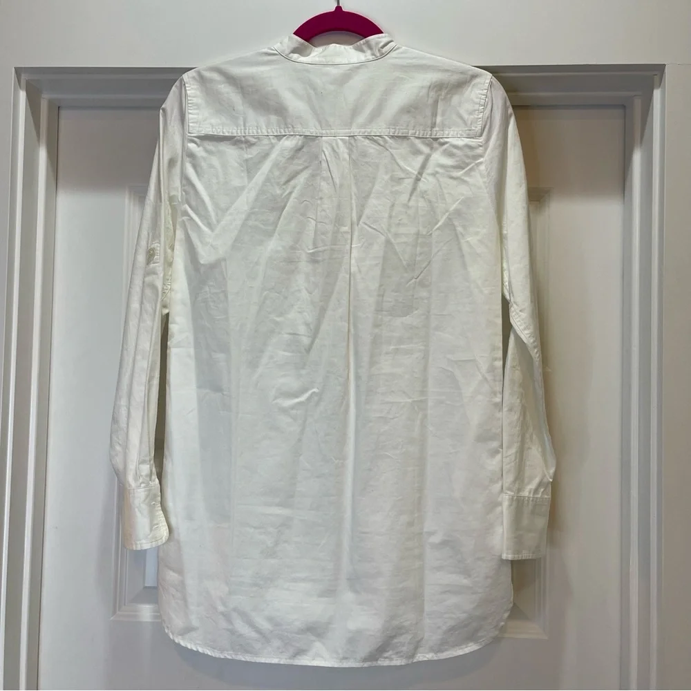 NWT J. Crew White Half-Button Popover with Side Pockets